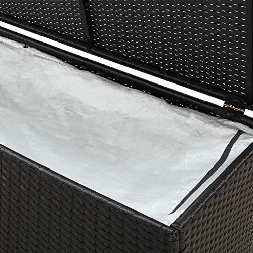 Festnight Gartenbox Auflagenbox Kissenbox Kiste Gartentruhe Truhe Box Poly Rattan 200×50×60 cm Schwarz – Bild 8