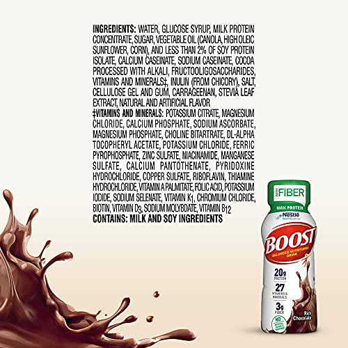 BOOST High Protein with Fiber Complete Nutritional Drink, 8 fl oz Bottles, 24 Rich Chocolate + 24 Very Vanilla (Pack of 48) - Image 5