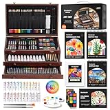 Shuttle Art お絵描きセット 202点 アートセット 画材セット 色鉛筆 アクリル絵の具 クレヨン 固形水彩 デッサン鉛筆 塗り絵 キャンバス スケッチブック イラスト 水彩画 鉛筆画 パレット・ブラシ付き お絵かきセット 収納ボックス 携帯便利 プレゼント 知育教育 入園・入学 誕生日祝い ギフト 子供 小学生 初心者