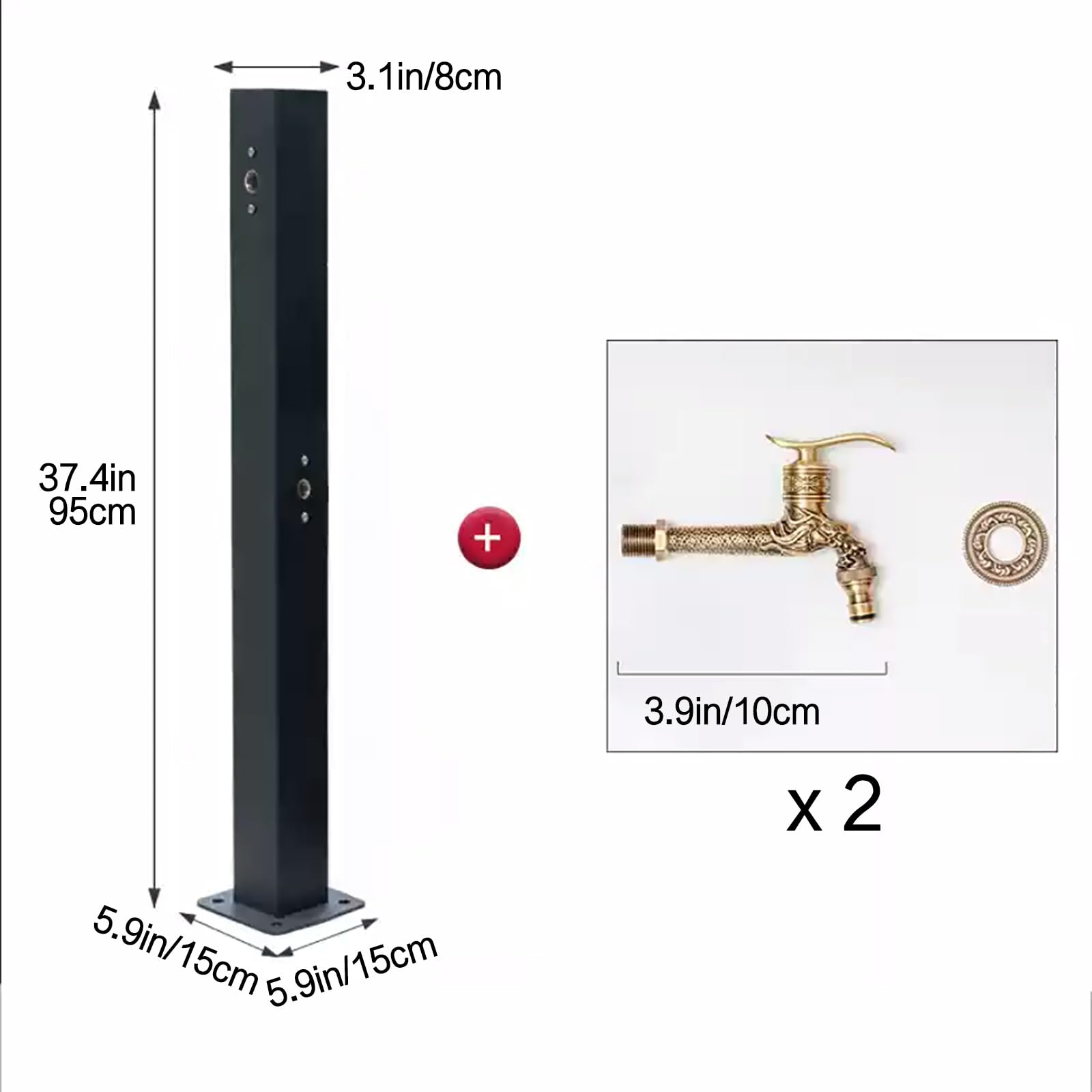 Columna de Agua para jardín Vertical con 2 Pistolas rociadoras, Manguera anticongelante para Exteriores, Extensor de Grifo, Fuente Decorativa y dispensador de hidrante.