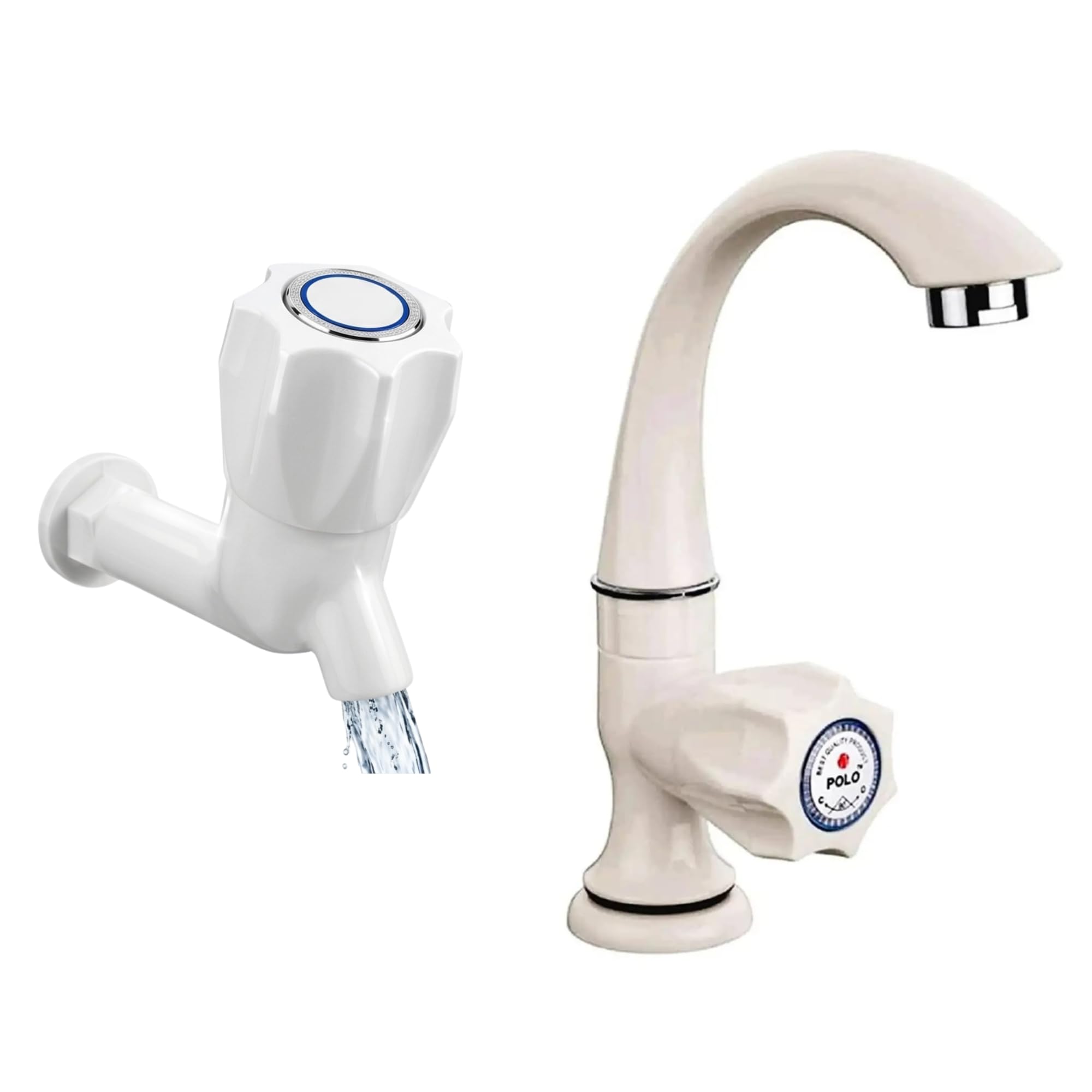 Kitchen Sink Taps Faucet & Bib Cock Combo for Bathroom Basins | Bib Cock Tap for Bathroom & Kitchen | Durable Plastic Water Tap Wall Mount | Leak Proof Bib Tap for Home Use (Set of 2)-image-23