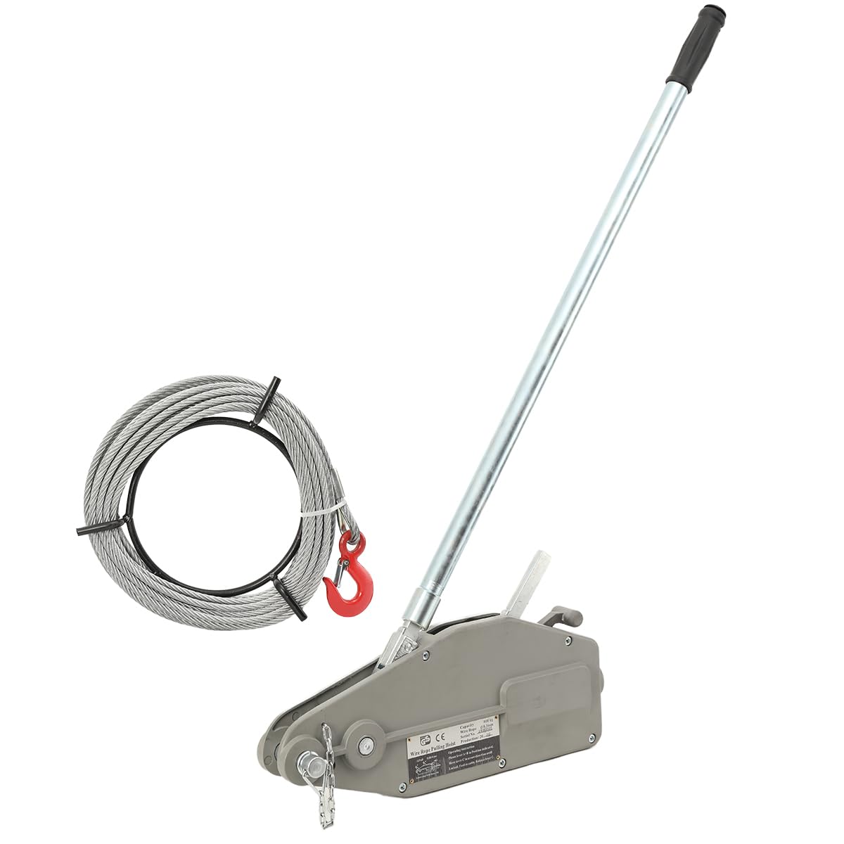 Paranco a Catena Manuale, Paranco a Fune Max 800kg Argano a Mano con Lunghezza della Corda 20m, Verricello a Leva in Metallico per Trazione e Sollevamento
