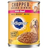 PEDIGREE CHOPPED GROUND DINNER Adult Canned Soft Wet Dog Food with Beef, 13.2 oz. Cans 12 Pack