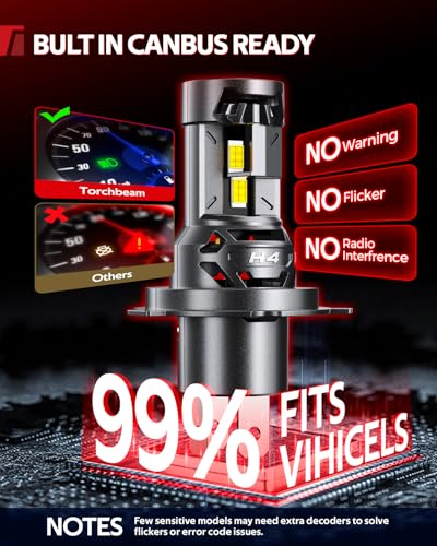 Image of Torchbeam H4 LED Bulbs, 2026 High-Performance, 71000LM 1000% Brighter, 6500K Cool White Illumination Kit, 2-Pack