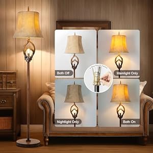 Rustic Farmhouse Antlers Floor Lamp with Night Light Faux Leather Bell Shade Brown Finish Tall Industrial Tall Standing Lamp Decor for Living Room Bedroom Hotel Office (Bulb Included) Rustic Farmhouse Antlers Floor Lamp with Night Light Faux Leather Bell Shade Brown Finish Tall Industrial Tall Standing Lamp Decor for Living Room Bedroom Hotel Office Bulb Included