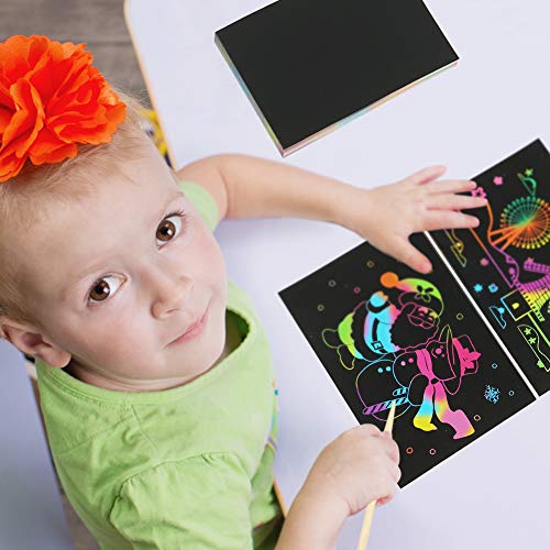 KMUYSL Scratch Art for Kids, No Mess Coloring Scratch Paper Drawing Art Kits - Top Educational Kids Toys for Age 3 4 5 6 7 8 9 10 11 12 Year Old Girls Boys Gift - Thumbnail 5