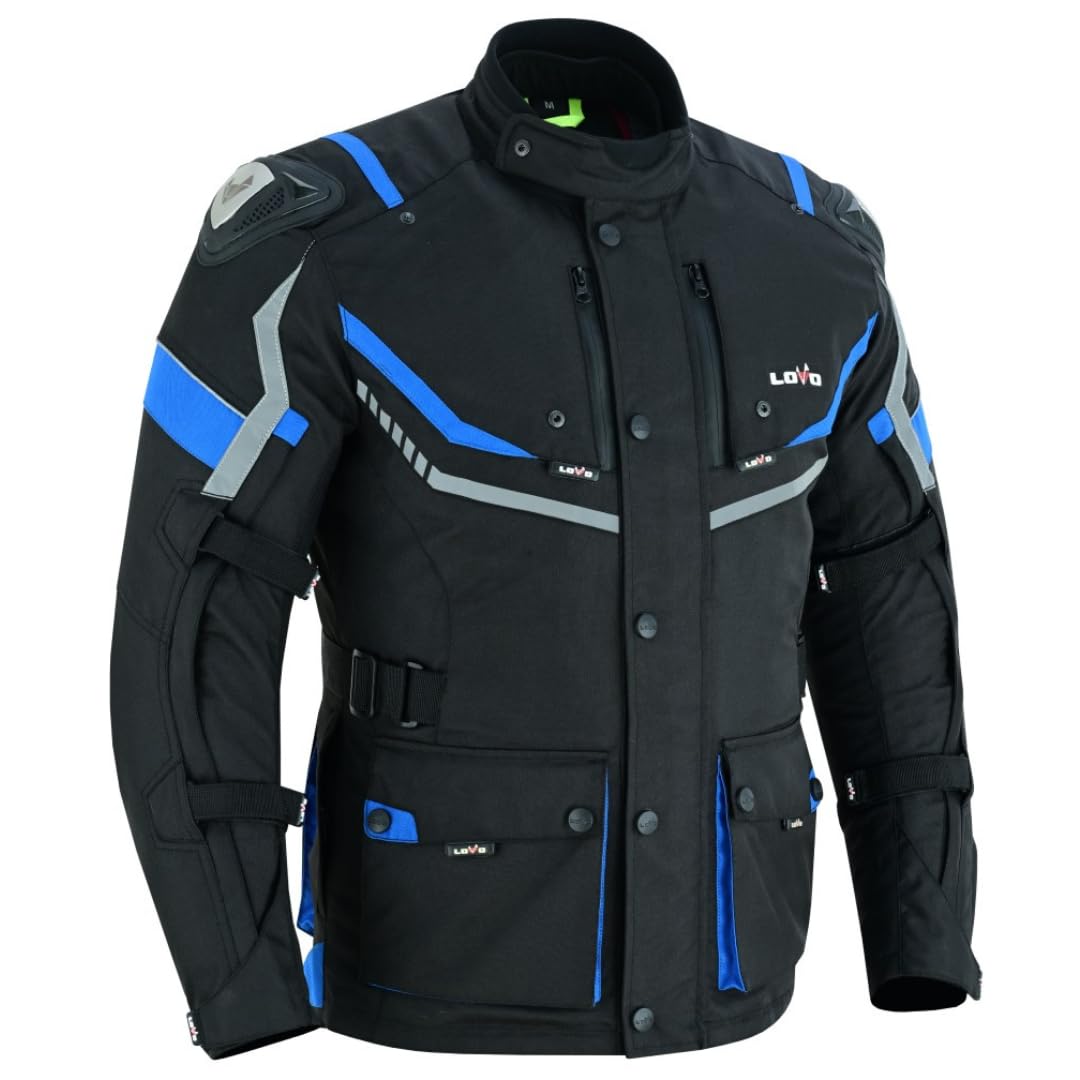 LOVO - Chaqueta Moto Tricapa 4 Estaciones Hombre - Chaqueta Moto Hombre Verano e Invierno con Protecciones Homologadas - Cazadora Moto de Longitud 3/4 - Diseñada para Todo Tipo de Clima