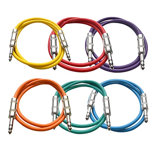 Cables TRS patch ¼” x ¼” 2 pies pack 6 multicolor miniatura 1