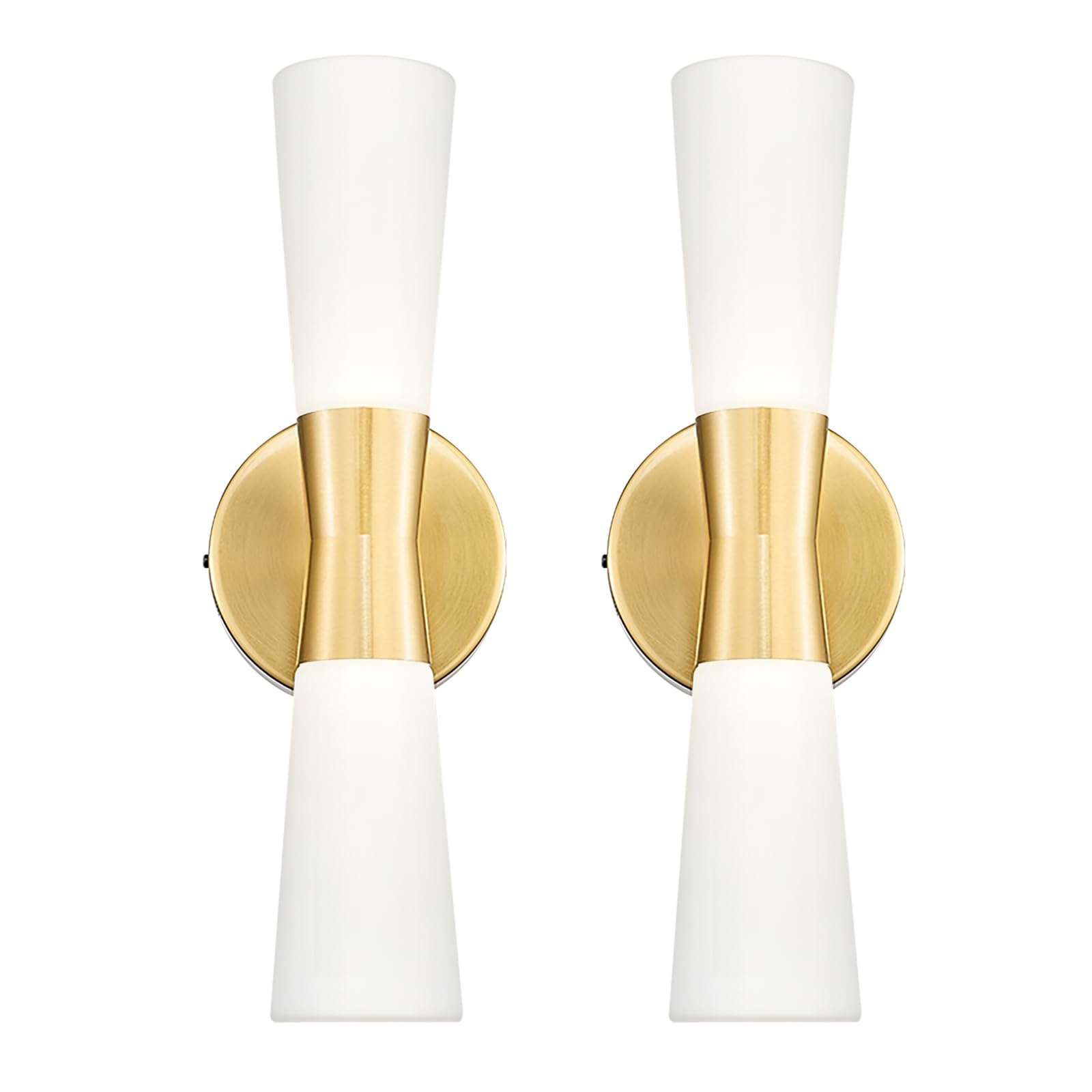kudos 2 Pack Brushed Gold Vanity Light, Milk White Glass, KDVL13-GD-2PK