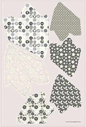 Ursus Paper Stars Bastelset – Für 2 Große & 4 Kleine Sterne, Silber/grau, Vorgestanzt & Folienveredelt