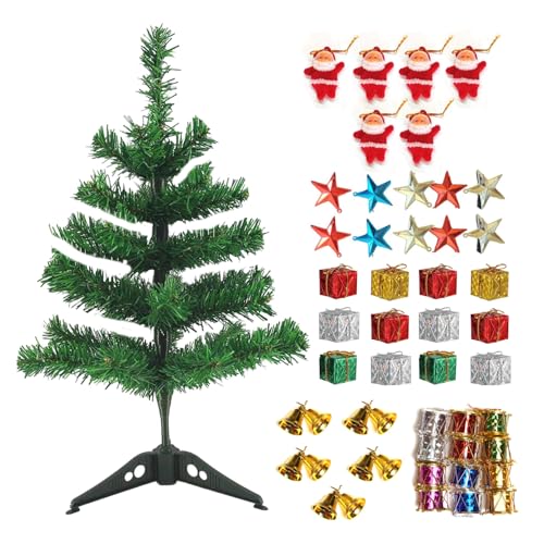 Image of CraftVatika 1 Feet Christmas Tree with 50 Hanging Ornaments and Stand for Home, Office, Party Decor - Xmas Decoration Items