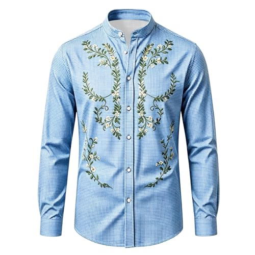 Camisa occidental de manga larga con estampado vaquero y solapa vintage 5