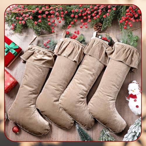 LaRandom 4 Pcs 11.8 x 19 Large Brown Velvet...