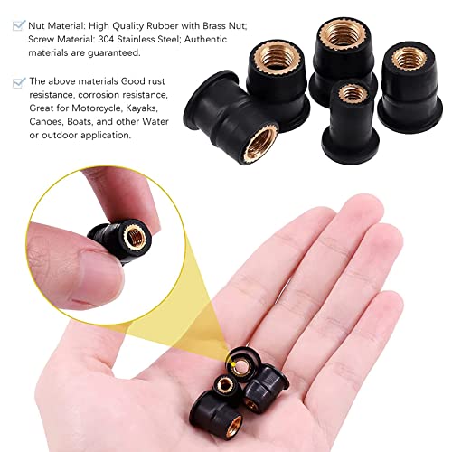 M4 M5 M6 Bolts and Nuts Set, 60Pcs Well Nut Expansion 304 Stainless Steel Hex Set Screws With Rubber for Motorcycle Kayak - Image 3