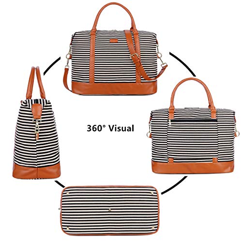 BAOSHA HB-28 Ladies Women Canvas Travel Weekender Bag Overnight Carry-on Duffel Tote Bag (Black)