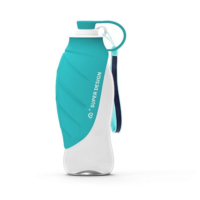 BePetMia Botella de Agua portátil de Viaje para Perros, Tapa Plegable como Cuenco, Botella de Silicona