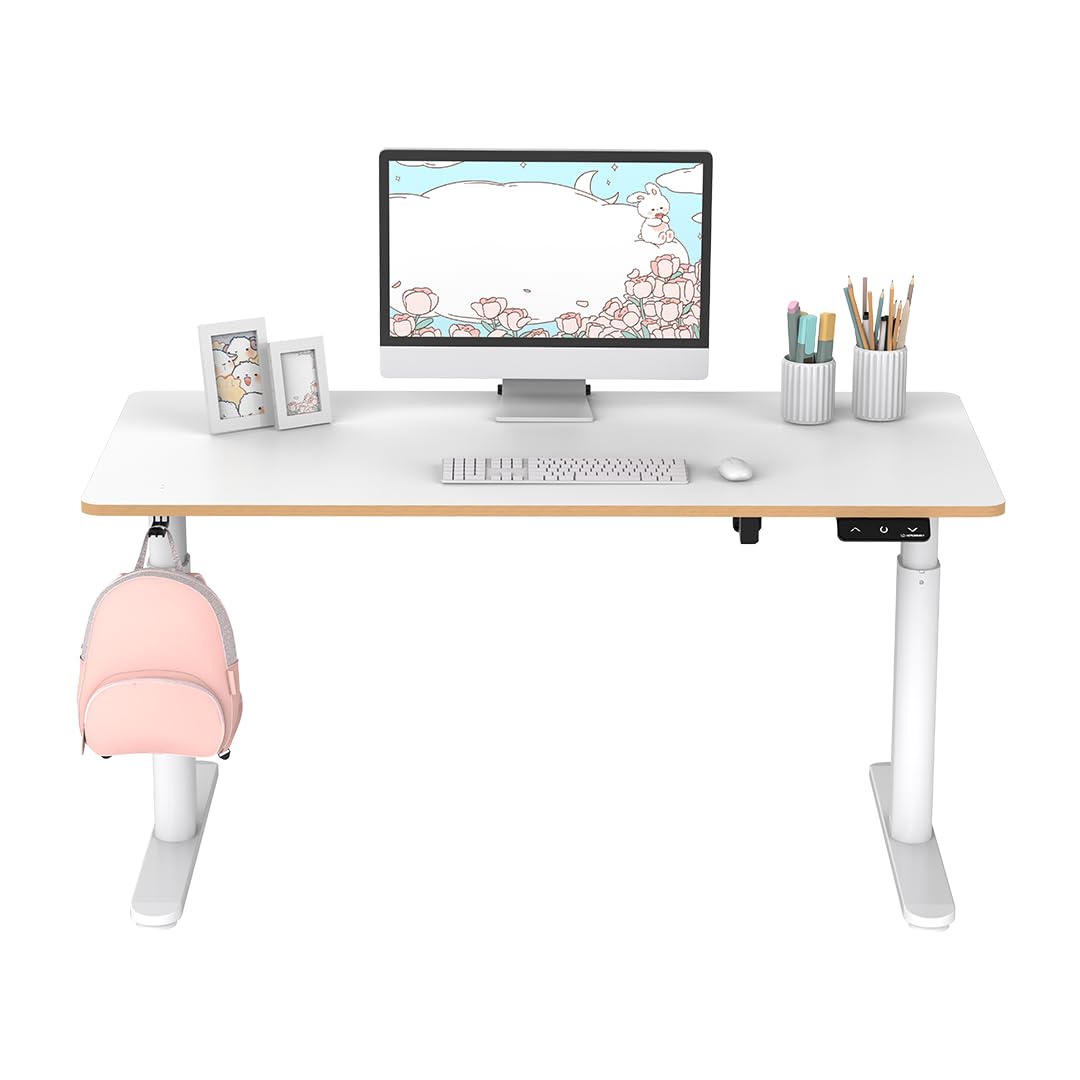 ULTRADESK - Pulsar Kinderschreibtisch Höhenverstellbar - Höhenverstellbarer Schreibtisch - 120x60x55-81cm - Computertisch für 2 Monitore - für Kinderzimmer, Jugendzimmer - Weiß