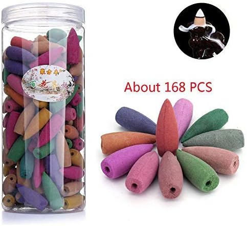 LEAFIS 168PCS Backflow Incense Cones Incense Mixed Flower Incense Cone Burners Waterfall Incense Cones for Smoke Incense Burner