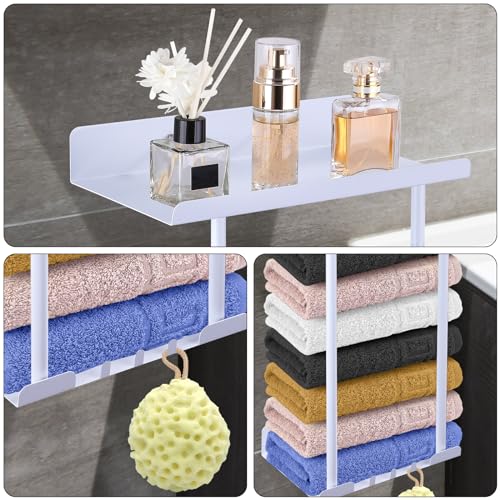 HONPHIER Towel Storage Racks Towel Rack Wall Mounted Adjustable Towel Rails 41-75 CM Bathroom Towel Holder Towel Storage Shelf With Hooks - Image 3