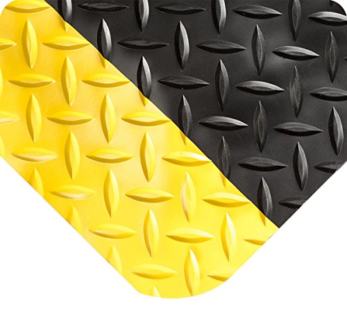 Wearwell 497.1x2x46BYL Smart Diamond Plate UltraSoft Mat, 46' Length x 2' Width x 1