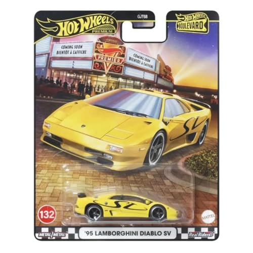 Image of Hot Wheels Boulevard Lamborghini Diablo SV Premium 1:64 Scale Sports Car, Full Metal Body Construction & Real Riders Tires, Toy for Collectors & Car Enthusiasts