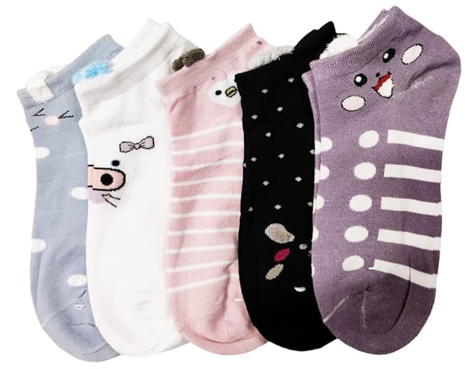 devil Premium Cotton Animal Ankle Socks for Women and Men - Free Size, Solid Unisex Ankle Length Socks (Pack Of 5)(Multicolor)-picture-37