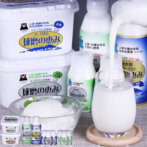 [熊本県水上村] 飲む ヨーグルト ドリンク セット 無糖 加糖 無添加 大容量 業務用 恵 高たんぱく 球磨の恵み (1kg×2パック)&ドリンクヨーグルト8本セット