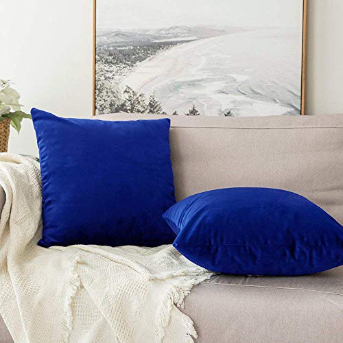 Image of Khooti Velvet Cushion Cover Pack of 1-18 inch x 18 inch / 46 x 46 cm - Royal Blue - Soft Pillow Covers Cushion Case for Sofa Bedroom Livingroom Chair Car, Cushion Cover