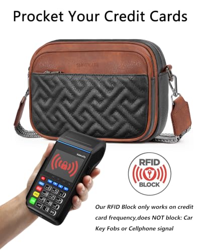 Image of Crossbody Bags for Women,Multi-Pocket Leather Crossbody Purse | RFID Blocking Pockets,Fits iPad,Adjustable Wide Strap,Quilted Exterior,8 Card Slots,Gift Ready