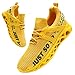 BUBUDENG Homme Baskets Chaussures de Running sur Route Mode Gym Chaussures Outdoor Running Shoes,45 EU,Jaune-Jaune