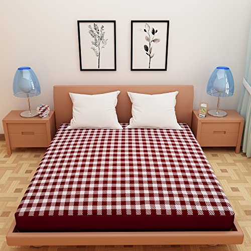 Image of Dream Care Waterproof Fitted Terry Cloth Printed Mattress Protector for Single Bed with Elastic Strap - 78 inchX36 inch, Dark Brown
