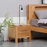 Cttasty Mid Century Modern Nightstand, Solid Wood Bedside Tables, End Table w/2 Drawers, Night Stand