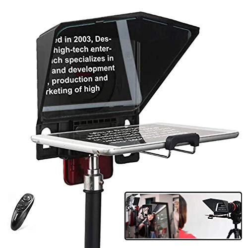 HGCY Smart Phone Teleprompter with Lens Adapter Rings Kit,Portable Teleprompter for Smartphone with Remote Control, Portable Teleprompter