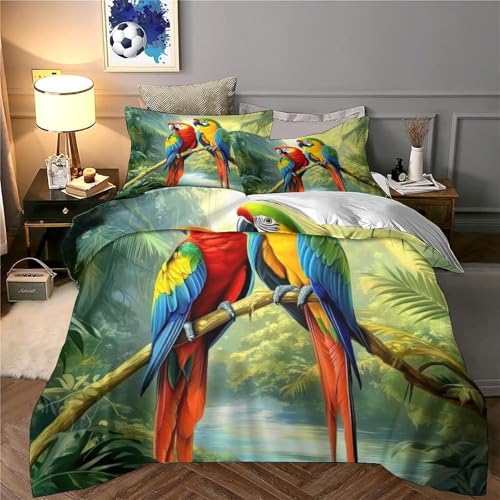 Housse de couette ultra douce 3D parure de lit perroquets premium