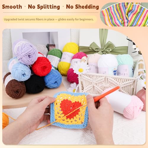 Image of Skinny Chenille Yarn Pack - 15 Skeins Multi-Color Edition(1.76oz /50g Each, 15 Colors, Total 2,370yd) - Multi Color Skinny Chenille Yarn kit CYC#2 - Crochet Starter Kit for Toys, Baby Blanket