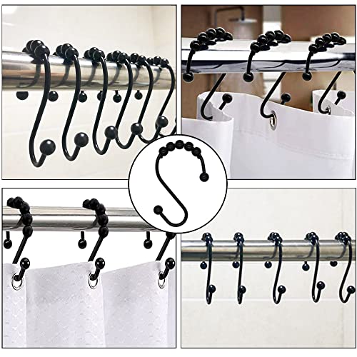Ugotfeels Shower Curtain Hooks, 12 Pieces S Shaped Shower Hooks With Rollers | Rust Resistant | Black - 12 Pieces #TOP2