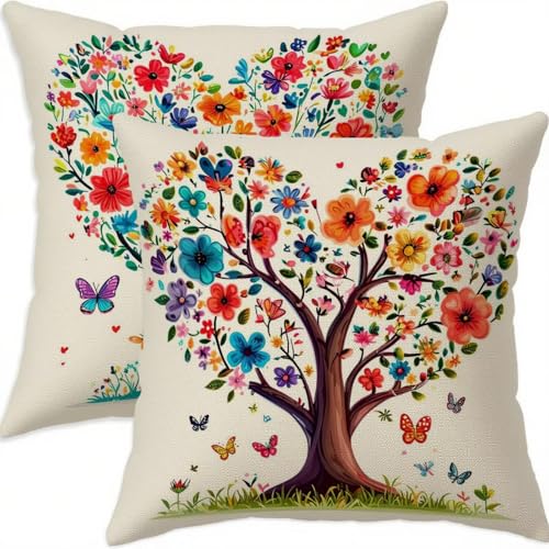 Housse coussin 70x70cm vintage en lin imperméable lot de 2 - 2