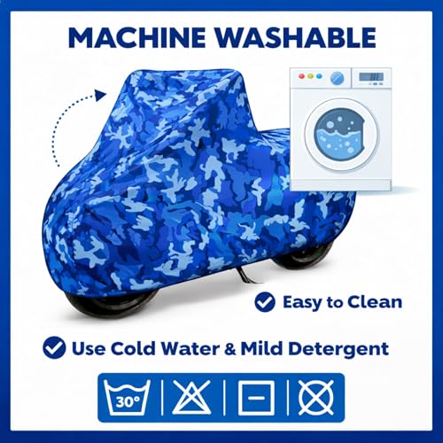 Image of 6X6 Heavy Duty Bike Cover for Raider 125, Water Proof Blue Jungle Print, All-Weather Protection, Waterproof, UV Resistant, Dustproof, Durable Outdoor Motorcycle Body Covers for Daily Use