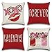 Ohok Zestaw 4 wodoodpornych poszewek na poduszki Walentynkowe na zawsze; dekoracyjne poszewki na poduszki ozdobne 45 x 45 cm do dekoracji domu sofa krzesło kanapa łóżko sypialnia salon ogród dekoracja na zewnątrz
