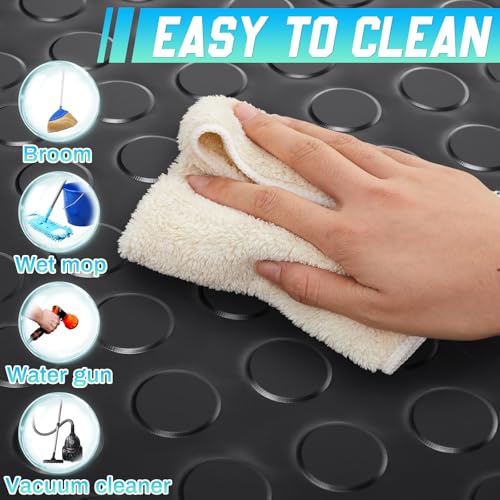 Image of Breling 16 in x 10 ft Rubber Flooring Rolls Mats, Heavy Duty Diamond Plate Coin Plate Garage Floor Mat, PVC Water /Stain Outside Resistant Parking Rv Trailer Flooring