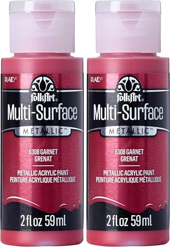 Image of FolkArt Multi-Surface Metallic Paint in Assorted Colors (2 oz), Metallic Garnet (Pack of 2)