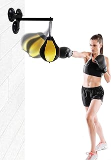 WJFTODAY Juego de Pelota de Boxeo portátil con Ventosa, Saco de Boxeo Inflable de Cuero po para Montar en la Pared para Mujeres, Hombres y niños, Entrenamiento de coordinación Mano-Ojo (Color: Negro)