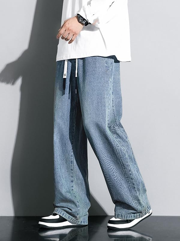 Men's American Retro Denim Loose Straight-Leg Wide-Leg Jeans4