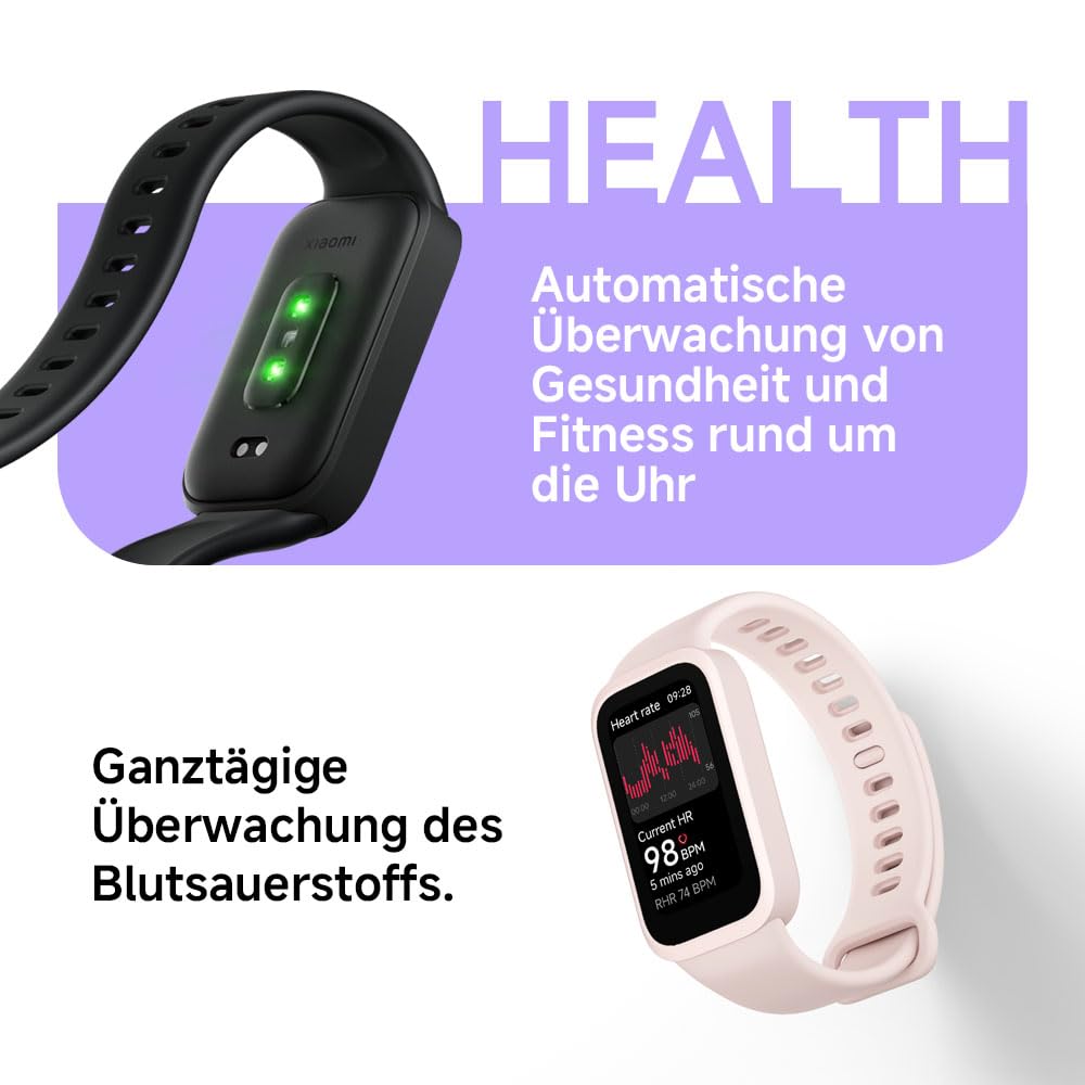 XIAOMI Smart Band 9 Active Schwarz – 1.47" TFT, 450 Nits, 18 Tage Akku, 50 Sportmodi, SPO₂-Sensor, 5ATM Wasserdicht