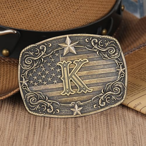 Image of Western Belt Buckle for Men Women Initial Letter A to Z Cowboy Belt Buckle Texas Buckle hebillas vaqueras para hombre