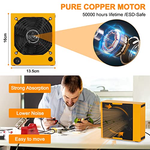 Image of Magnetic Helping Hands Soldering Third Hand with 3X & 6X LED Magnifying Lamp, Hot Air Gun Holder,12V Solder Fume Extractor, Extra Large & Heavy Duty Base, Four Arms Solder Station for Soldering PCB
