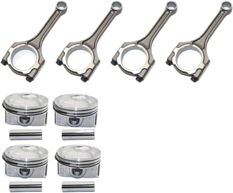 4-Piece Engine Connecting Rod and Piston Ring Kit Compatible with Accent and Rio 1.6L DOHC 2012-2016 - Includes Parts 23041-2B600 and 23041-2B610