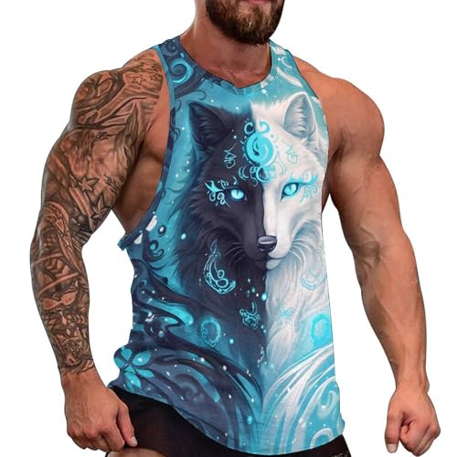 Mens Cool Wolf Graphic Tank Tops 3D Print Sleeveless Summer Casual Gym Workout Muscle T Shirts