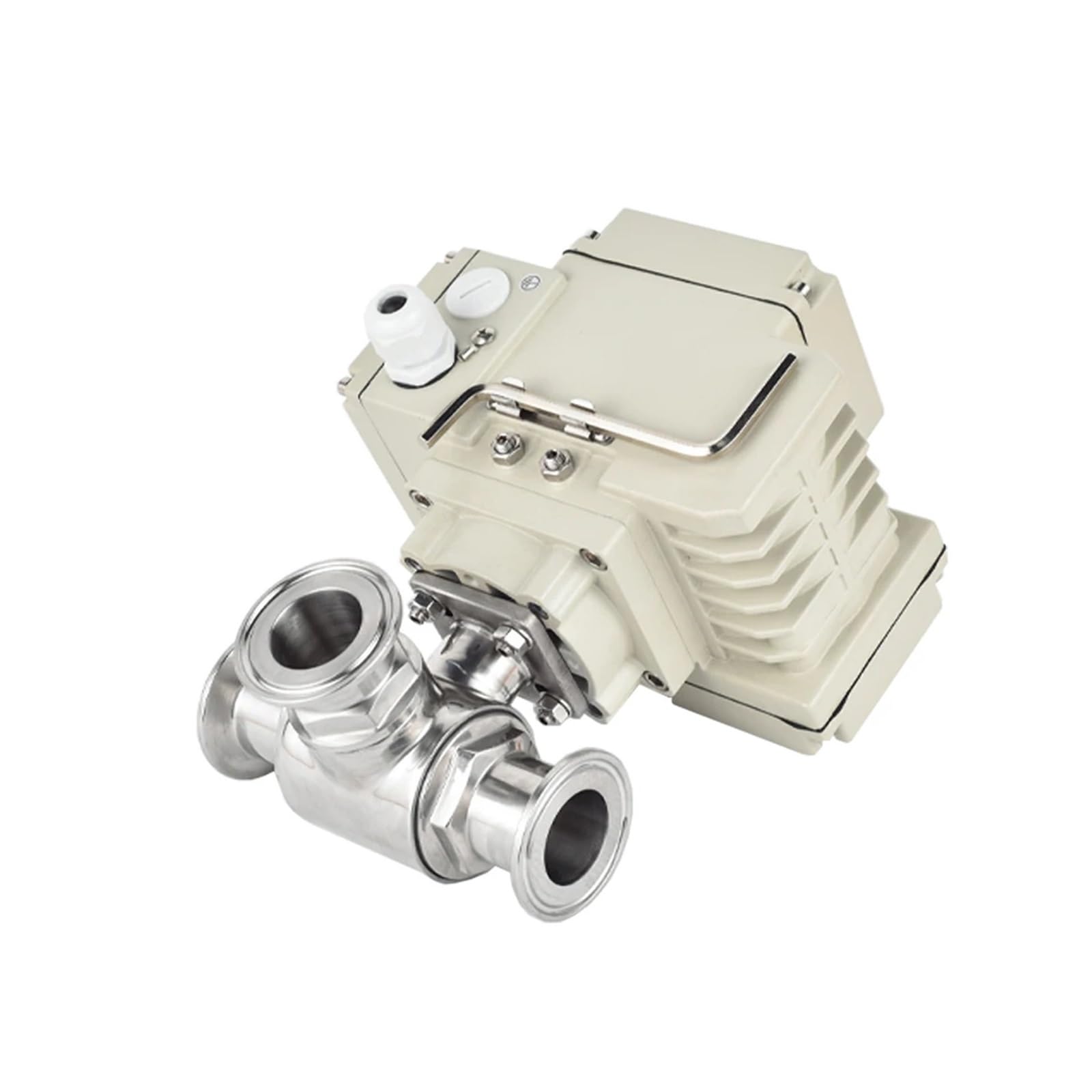 VSPPJYFG 25mm 3 Way High Platform Electric Ball Valves 220V 110V 12V Stainless Steel Tri Clamp Ferrule Type Motorized Ball Valve(L TYPE-12VDC)