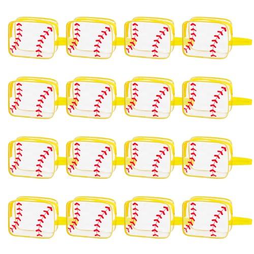 16PCS Softball Cosmetic Bag - Softball Gift Accessories Bags Goodie Snack Makeup Bag，Waterproof Softball Clear PVC Travel Bag,Toiletry Zipper Pouch Organizer,Softball Team Gifts for Girls Team Player